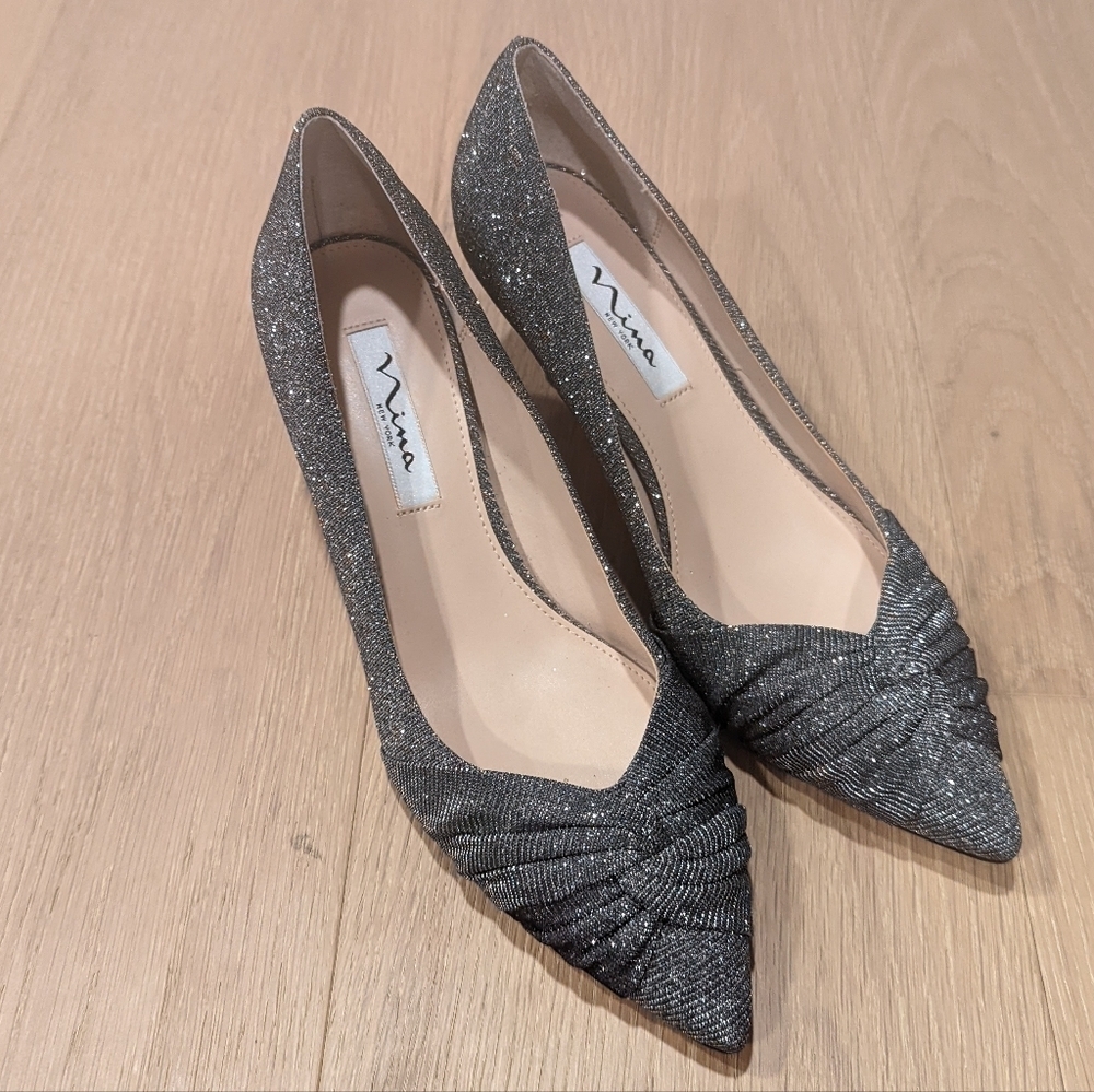 Shimmery Grey Heels
